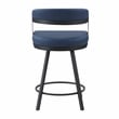 Pemberly Row Metal & Faux leather Set of 2 Swivel Counter Height Chair in Blue