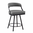 Pemberly Row Metal & Faux leather Set of 2 Swivel Counter Height Chair in Gray