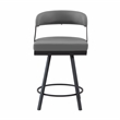 Pemberly Row Metal & Faux leather Set of 2 Swivel Counter Height Chair in Gray