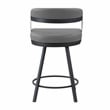 Pemberly Row Metal & Faux leather Set of 2 Swivel Counter Height Chair in Gray