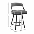Pemberly Row Metal & Faux leather Set of 2 Swivel Counter Height Chair in Gray