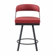 Pemberly Row Metal & Faux leather Set of 2 Swivel Counter Height Chair in Red