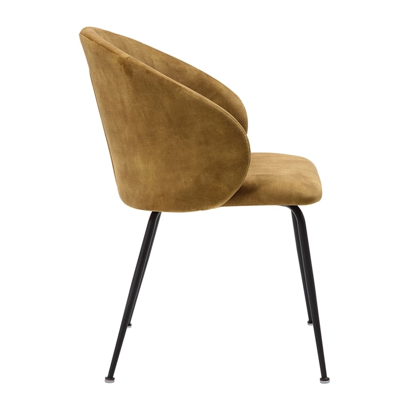 Pemberly Row Metal & Velvet Dining Room Set of 2 Side Chair in Mustard