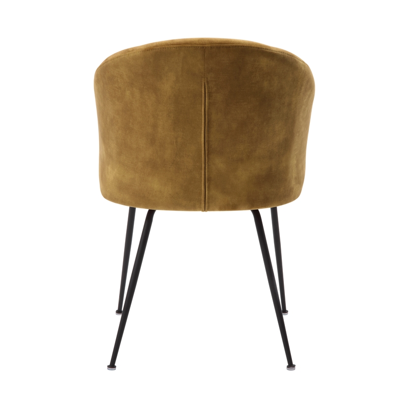Pemberly Row Metal & Velvet Dining Room Set of 2 Side Chair in Mustard