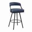 Pemberly Row Metal & Faux Leather Set of 2 Swivel Pub Height Chair in Blue