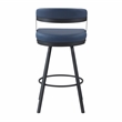 Pemberly Row Metal & Faux Leather Set of 2 Swivel Pub Height Chair in Blue