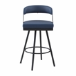 Pemberly Row Metal & Faux Leather Set of 2 Swivel Pub Height Chair in Blue