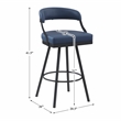 Pemberly Row Metal & Faux Leather Set of 2 Swivel Pub Height Chair in Blue