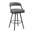 Pemberly Row Metal & Faux Leather Set of 2 Swivel Pub Height Chair in Gray