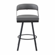 Pemberly Row Metal & Faux Leather Set of 2 Swivel Pub Height Chair in Gray