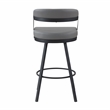 Pemberly Row Metal & Faux Leather Set of 2 Swivel Pub Height Chair in Gray