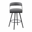 Pemberly Row Metal & Faux Leather Set of 2 Swivel Pub Height Chair in Gray