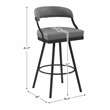Pemberly Row Metal & Faux Leather Set of 2 Swivel Pub Height Chair in Gray