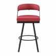 Pemberly Row Metal & Faux Leather Set of 2 Swivel Pub Height Chair in Red