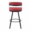 Pemberly Row Metal & Faux Leather Set of 2 Swivel Pub Height Chair in Red
