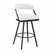 Pemberly Row Metal & Faux Leather Set of 2 Swivel Pub Height Chair in White