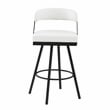 Pemberly Row Metal & Faux Leather Set of 2 Swivel Pub Height Chair in White