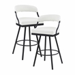 Pemberly Row Metal & Faux Leather Set of 2 Swivel Pub Height Chair in White