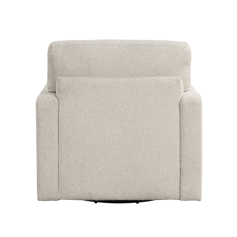 Pemberly Row Contemporary Boucle Swivel Chair in Beige Finish