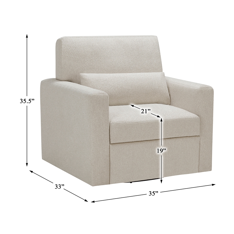 Pemberly Row Contemporary Boucle Swivel Chair in Beige Finish