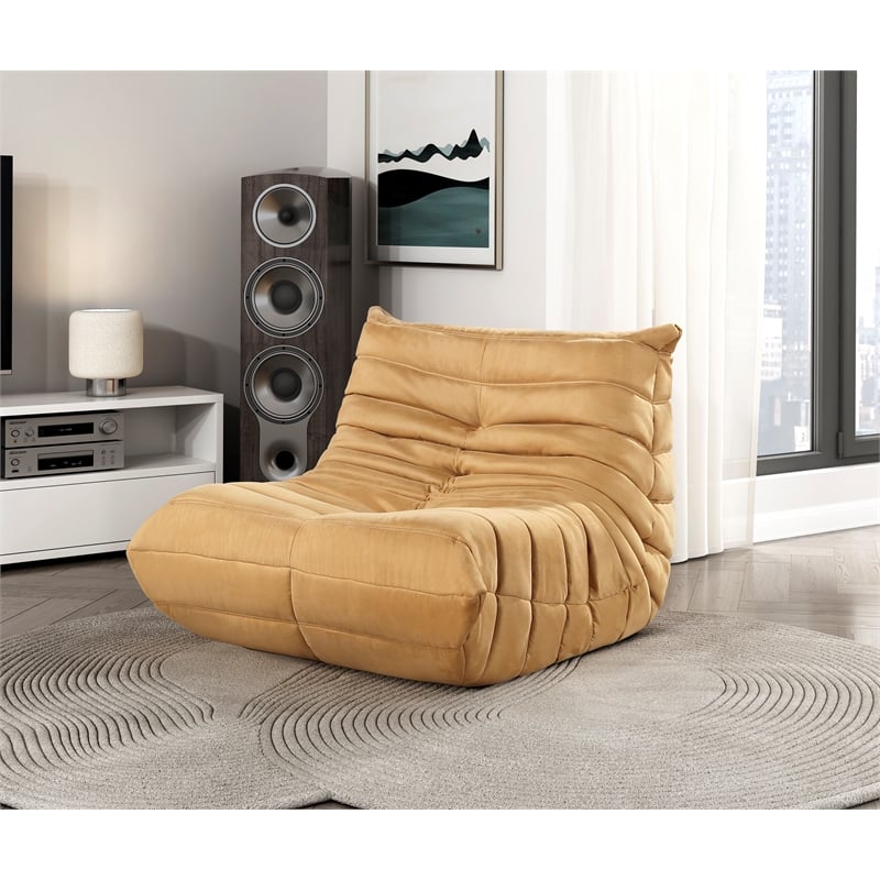 Pemberly Row Contemporary Microfiber Accent chair in Yellow Finish