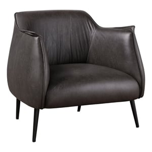 Pemberly Row Mid-Century Faux leather Accent Chair in Brown Finish