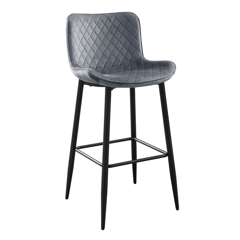 Pemberly Row Contemporary Velvet Pub Height Chair in Dark gray