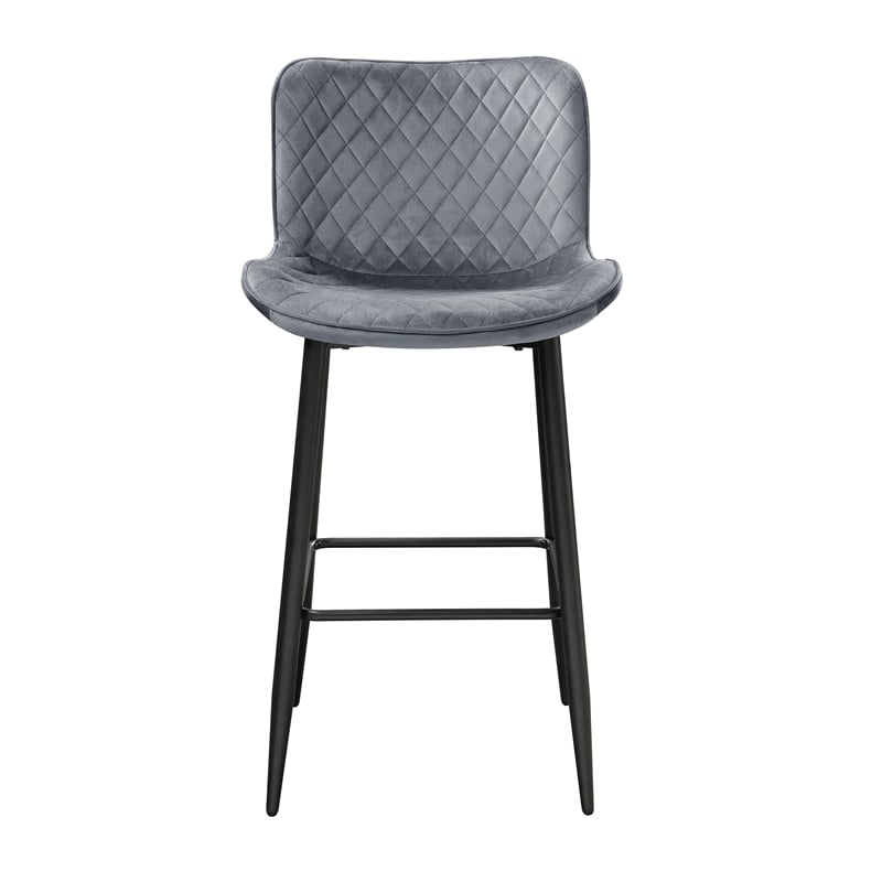 Pemberly Row Contemporary Velvet Pub Height Chair in Dark gray