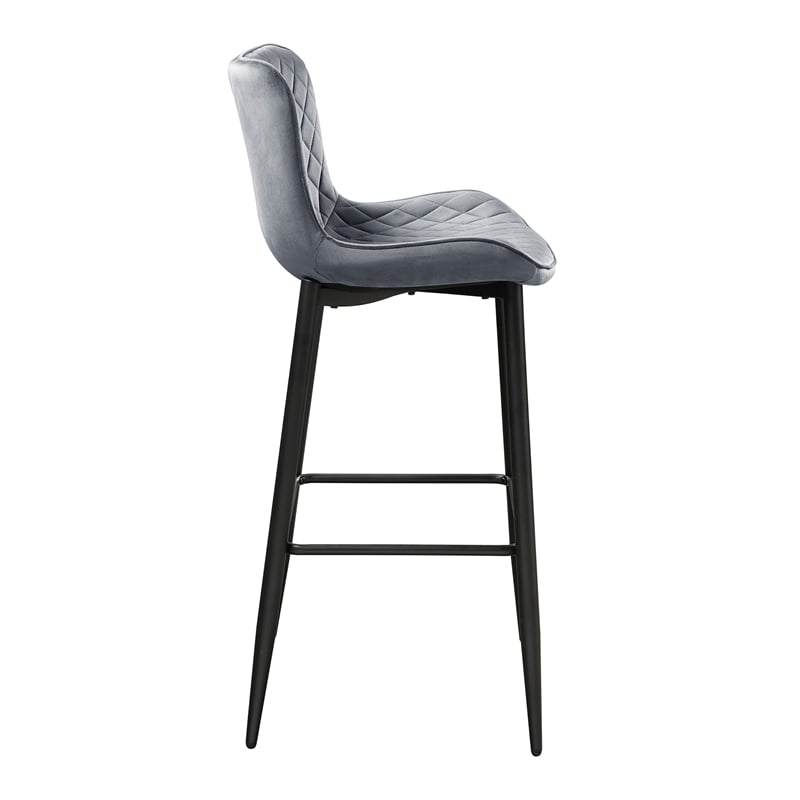 Pemberly Row Contemporary Velvet Pub Height Chair in Dark gray