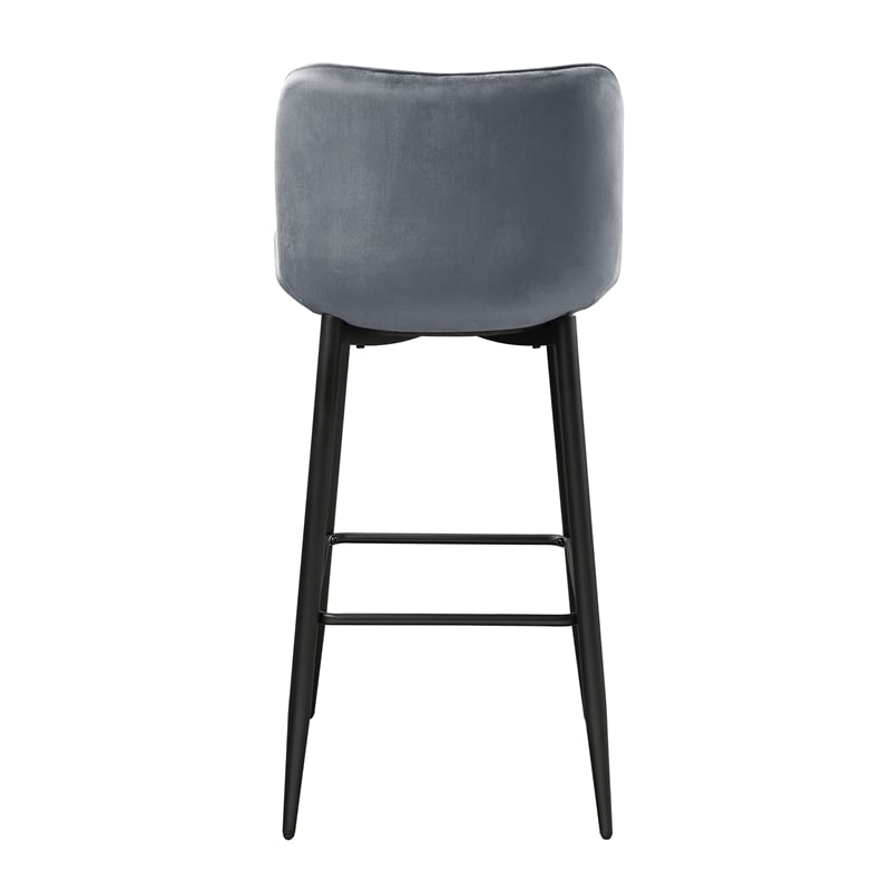 Pemberly Row Contemporary Velvet Pub Height Chair in Dark gray