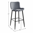 Pemberly Row Contemporary Velvet Pub Height Chair in Dark gray