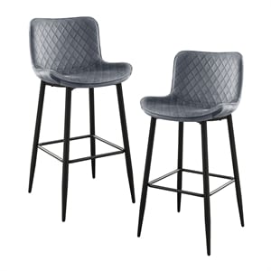 Pemberly Row Contemporary Velvet Pub Height Chair in Dark gray