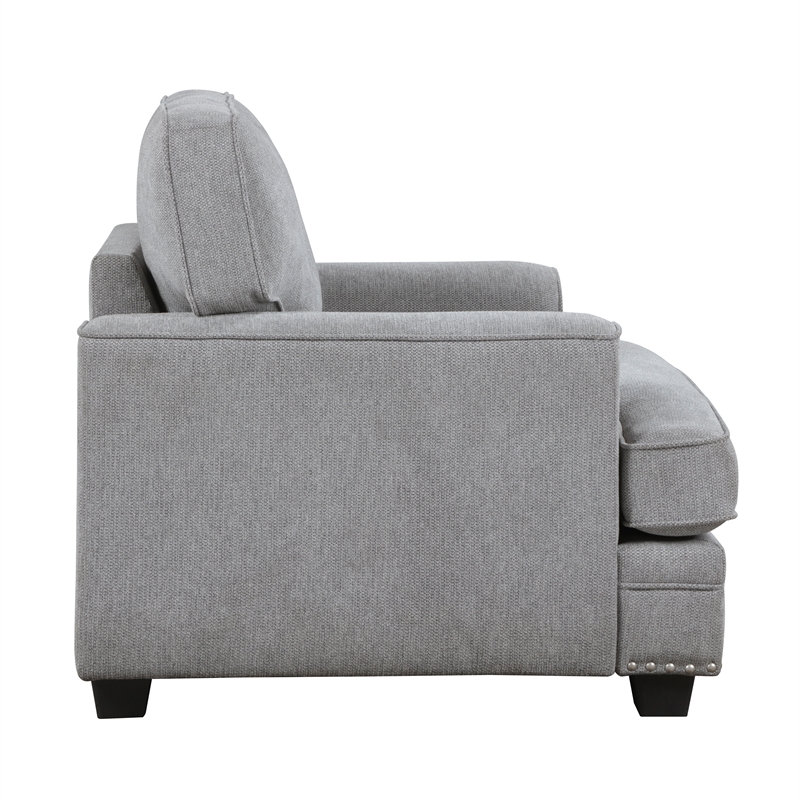 Pemberly Row Contemporary Chenille Fabric Chair in Gray Finish