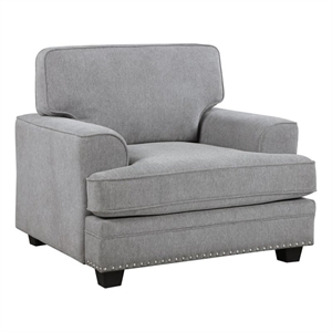 Pemberly Row Contemporary Chenille Fabric Chair in Gray Finish