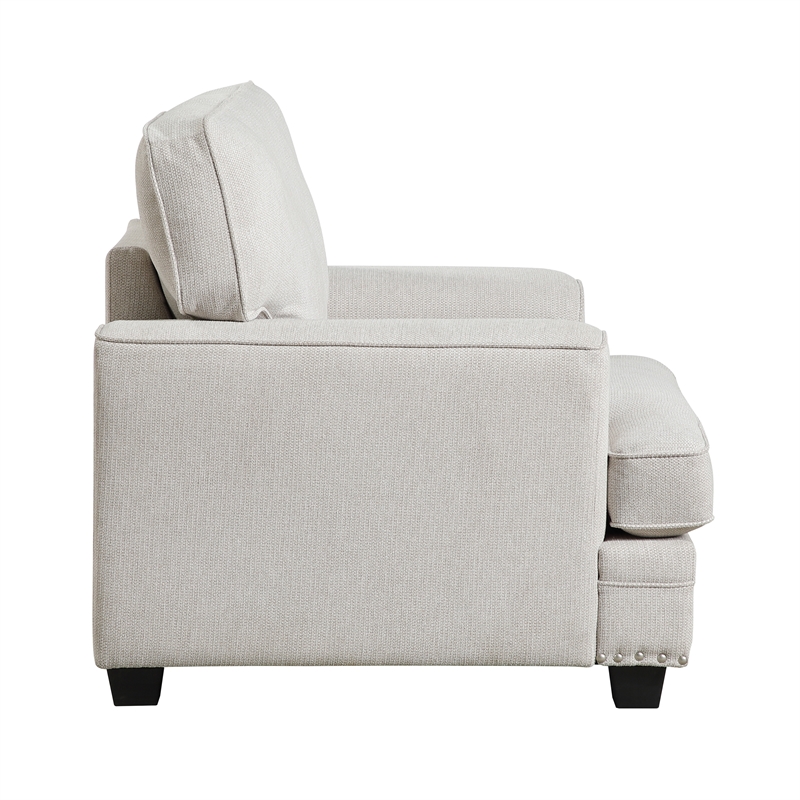 Pemberly Row Contemporary Chenille Fabric Chair in Sand Finish