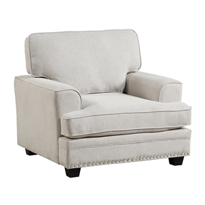 Pemberly Row Contemporary Chenille Fabric Chair in Sand Finish