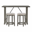 Pemberly Row Textured 3-Piece Dining Set (1 table + 2 stools) in Gray