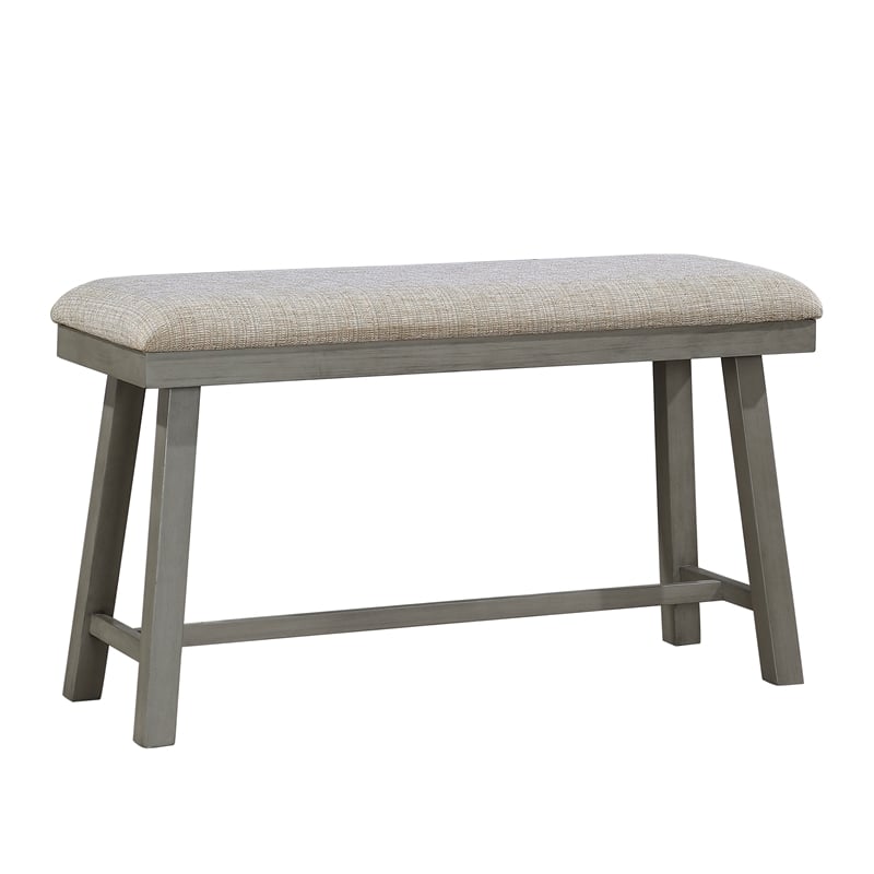 Pemberly Row Textured 4-Piece Dining Set (1 table + 2 stools + 1 bench) in Gray