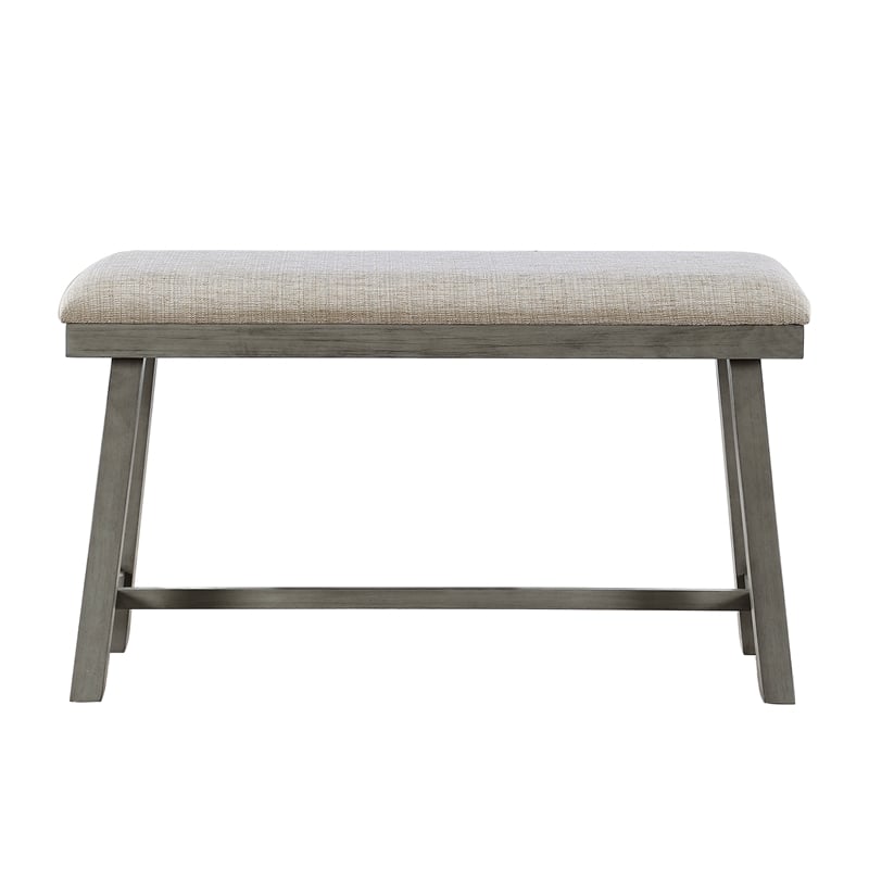 Pemberly Row Textured 4-Piece Dining Set (1 table + 2 stools + 1 bench) in Gray