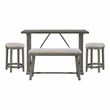Pemberly Row Textured 4-Piece Dining Set (1 table + 2 stools + 1 bench) in Gray