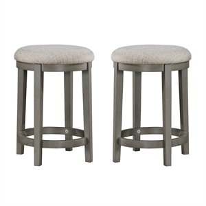 Pemberly Row Farmhouse Textured Counter Height Stool Set of 2 in Gray