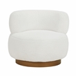 Pemberly Row Contemporary Sherpa Fabric Upholstery Swivel Chair in White