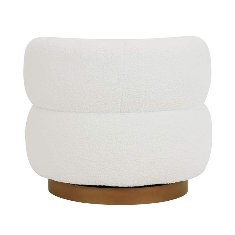Pemberly Row Contemporary Sherpa Fabric Upholstery Swivel Chair in White