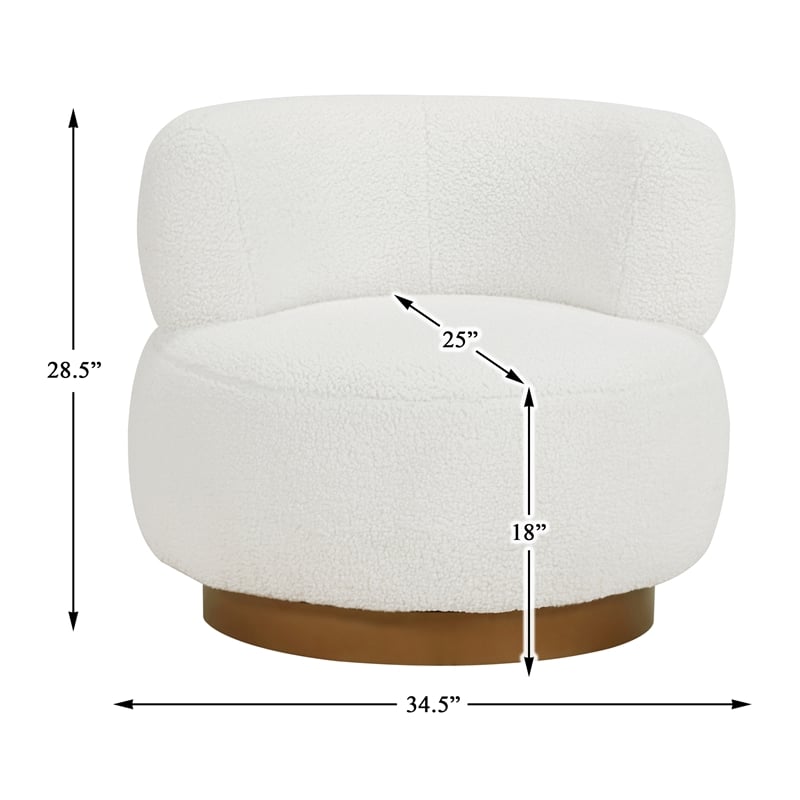 Pemberly Row Contemporary Sherpa Fabric Upholstery Swivel Chair in White