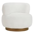 Pemberly Row Contemporary Sherpa Fabric Upholstery Swivel Chair in White