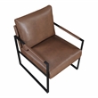 Pemberly Row Mid-Century Faux leather Accent Chair in Brown Finish
