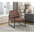 Pemberly Row Mid-Century Faux leather Accent Chair in Brown Finish
