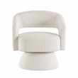 Pemberly Row Contemporary Corduroy Swivel Chair in Beige Finish