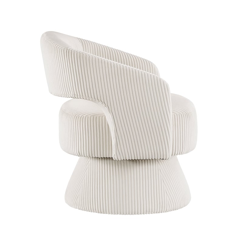 Pemberly Row Contemporary Corduroy Swivel Chair in Beige Finish