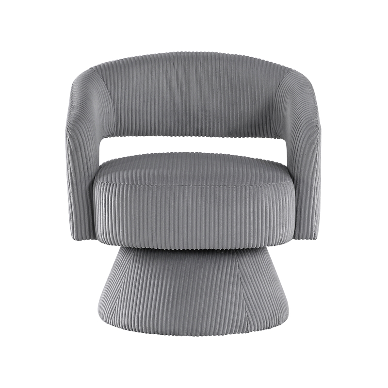 Pemberly Row Contemporary Corduroy Swivel Chair in Dark gray